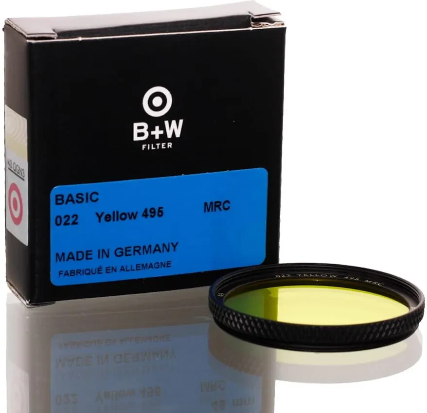 B+W BASIC 022 Yellow MRC 495 52мм. Светофильтр жёлтый для черно-белой съемки — фото 2