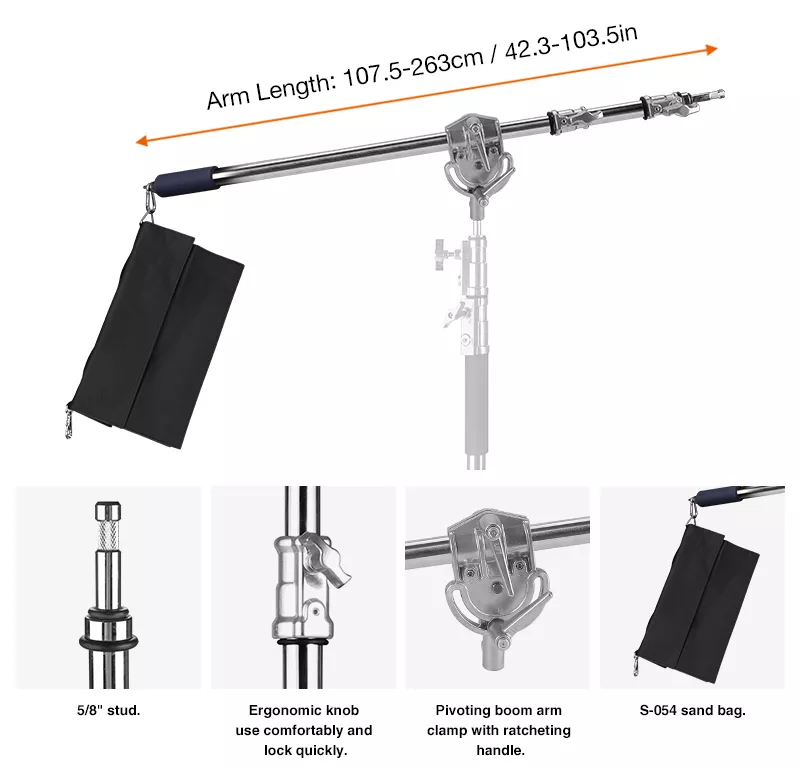 E-IMAGE EI-B95 Steel boom arm 96 - 231 cm ↓5 kg Журавль