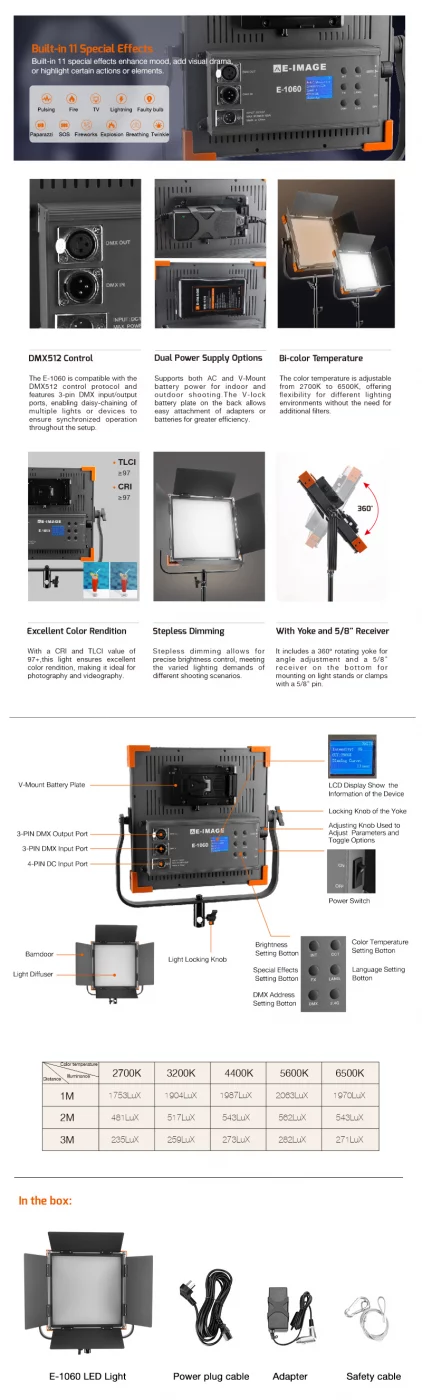 E-IMAGE E-1060 Bi-color Panel LED light Светодиодный осветитель