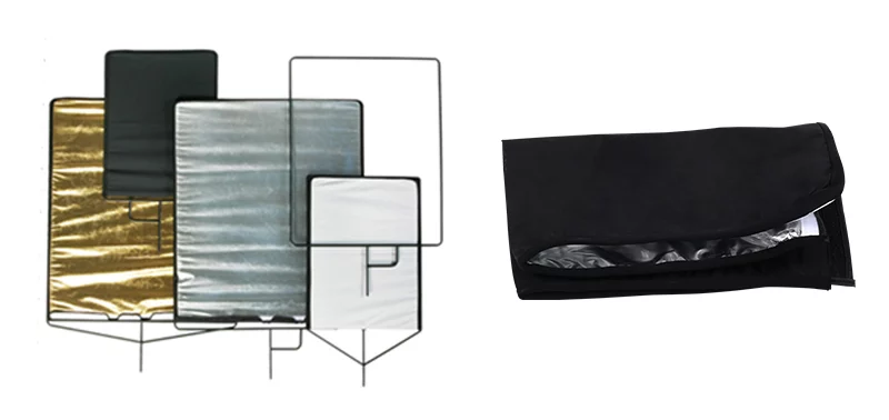 E-IMAGE F02-18 Flag panel aluminum alloy 45*60 cm, fabric: gold/silver/black/white Флаг 4в1