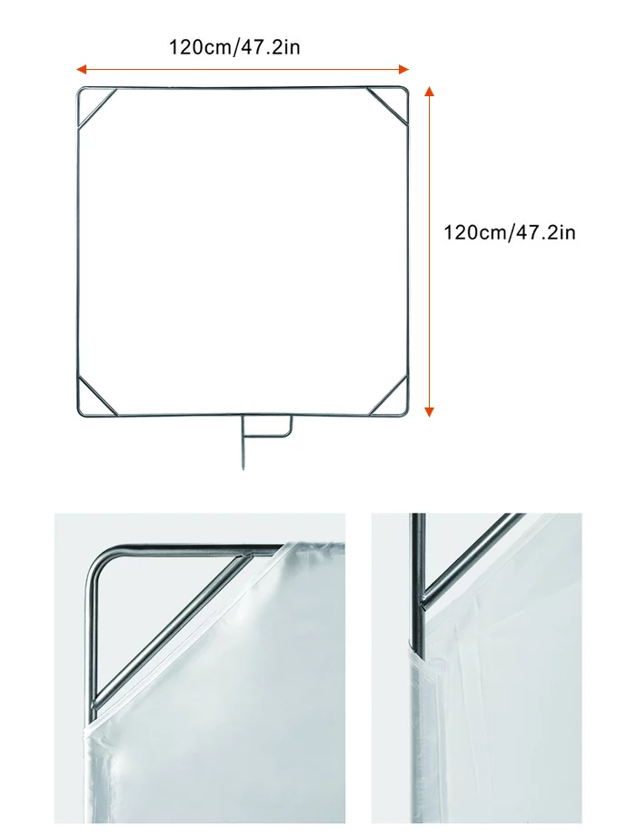 E-IMAGE F04-48 Flag panel stainless steel 120*120 cm, fabric: diffusion white Флаг белый просветный