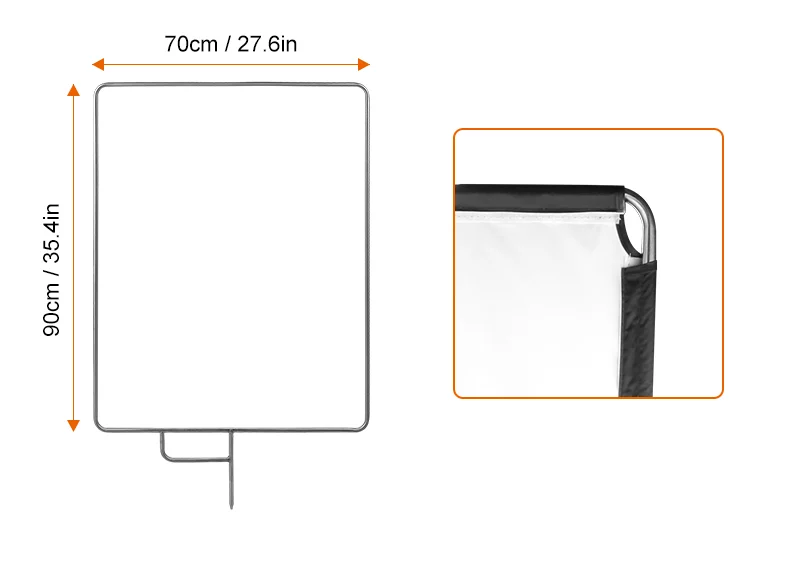 E-IMAGE F05-36 Flag panel stainless steel 70*90 cm, fabric: gold/silver/black/white Флаг 4в1