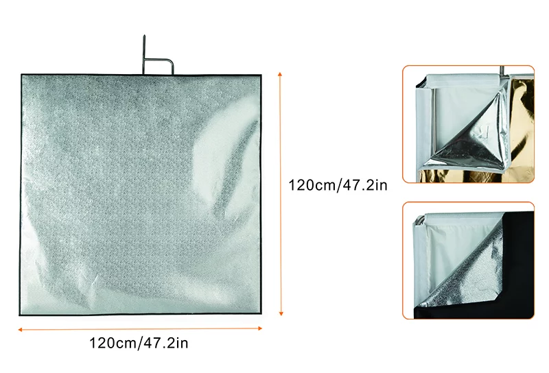 E-IMAGE F05-48 Flag panel stainless steel 120*120 cm, fabric: soft,gold/silver,black/white Флаг 5в1