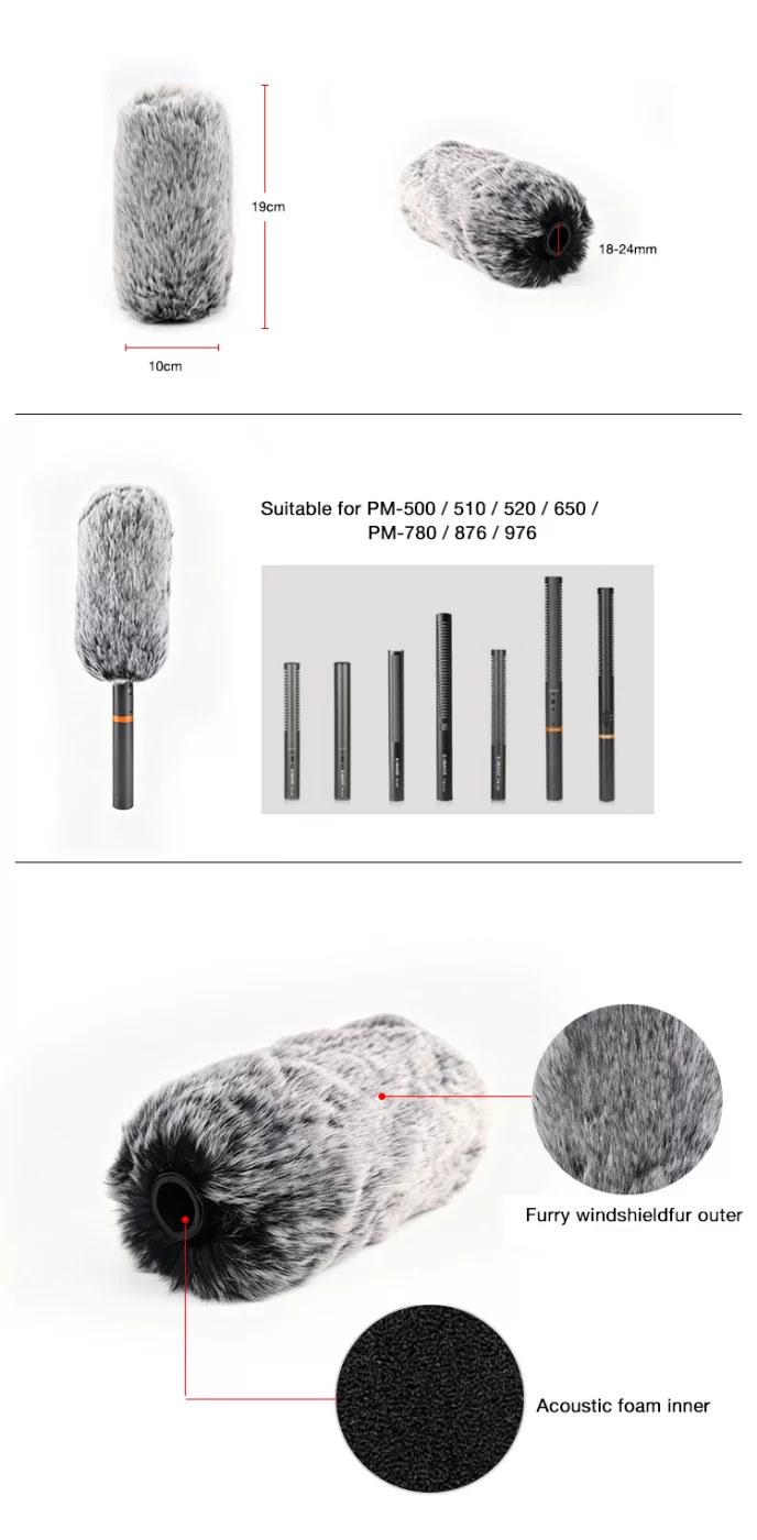 E-IMAGE WSA-01 Windcover-Length 140mm. Ветрозащита для микр. Ø18-24х120 мм